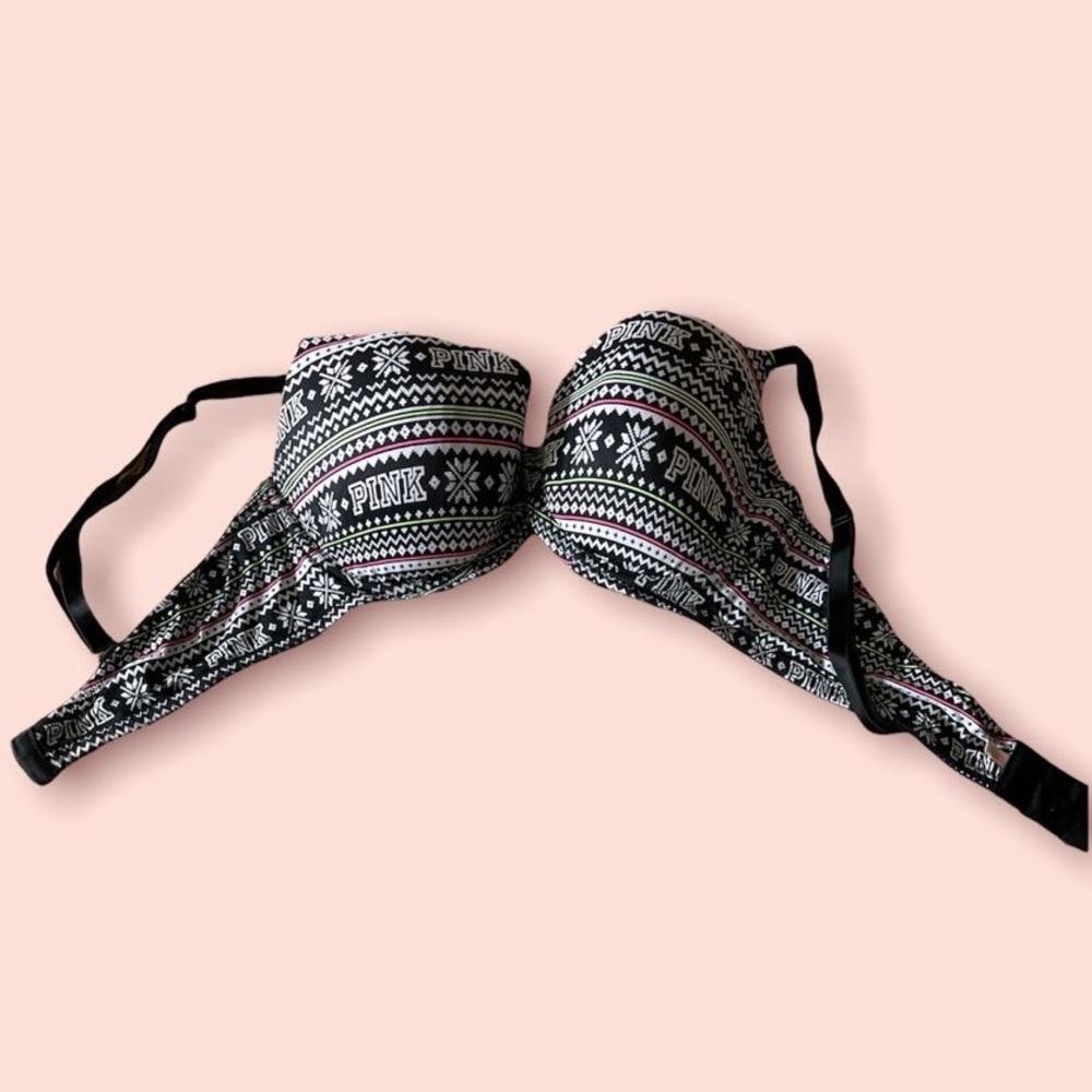 PINK christmas themed bra